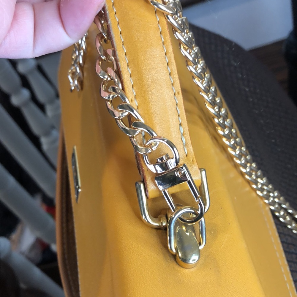 TED LAPIDUS Caramel Leather Top Handle & Monogram Logo Vinyl Crossbody Satchel - Picture 3 of 16